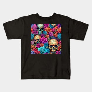 Floral skulls Kids T-Shirt